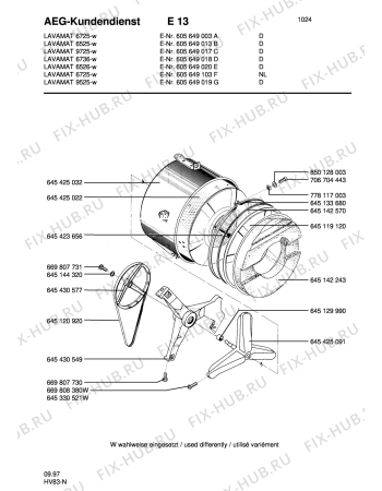 Взрыв-схема стиральной машины Aeg LAV6725 - Схема узла Tub and drum